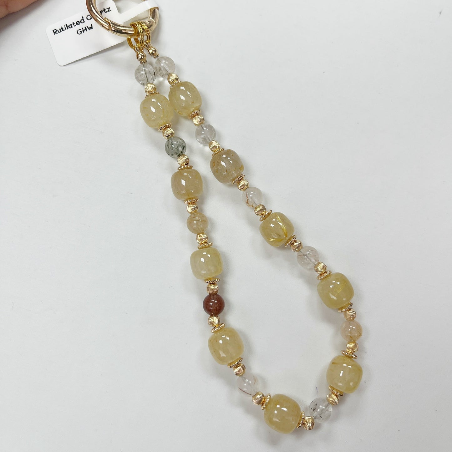 Rutilated Quartz -- Phone Strap Bag Charm 14K Gold