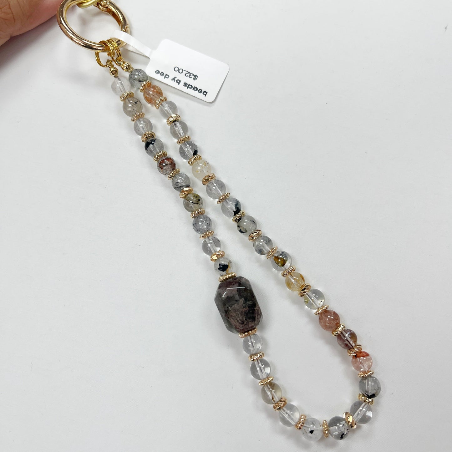 Herkimer Diamond | Phantom Quartz -- Phone Strap Bag Charm 14K Gold