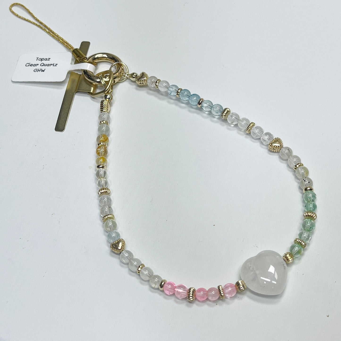 Topaz | Clear Quartz -- Phone Strap Bag Charm 14K Gold