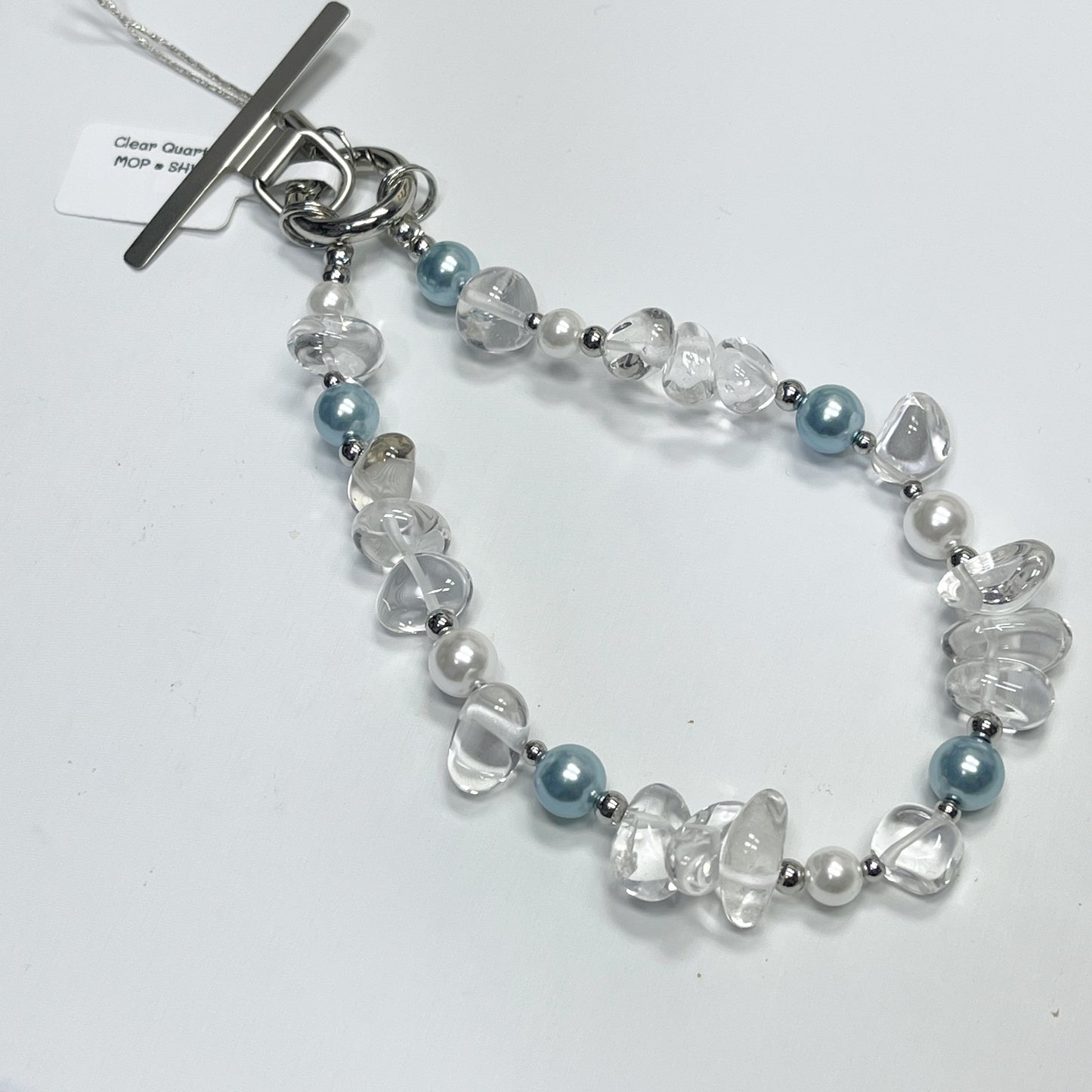 Clear Quartz | MOP -- Phone Strap Bag Charm 14K Silver