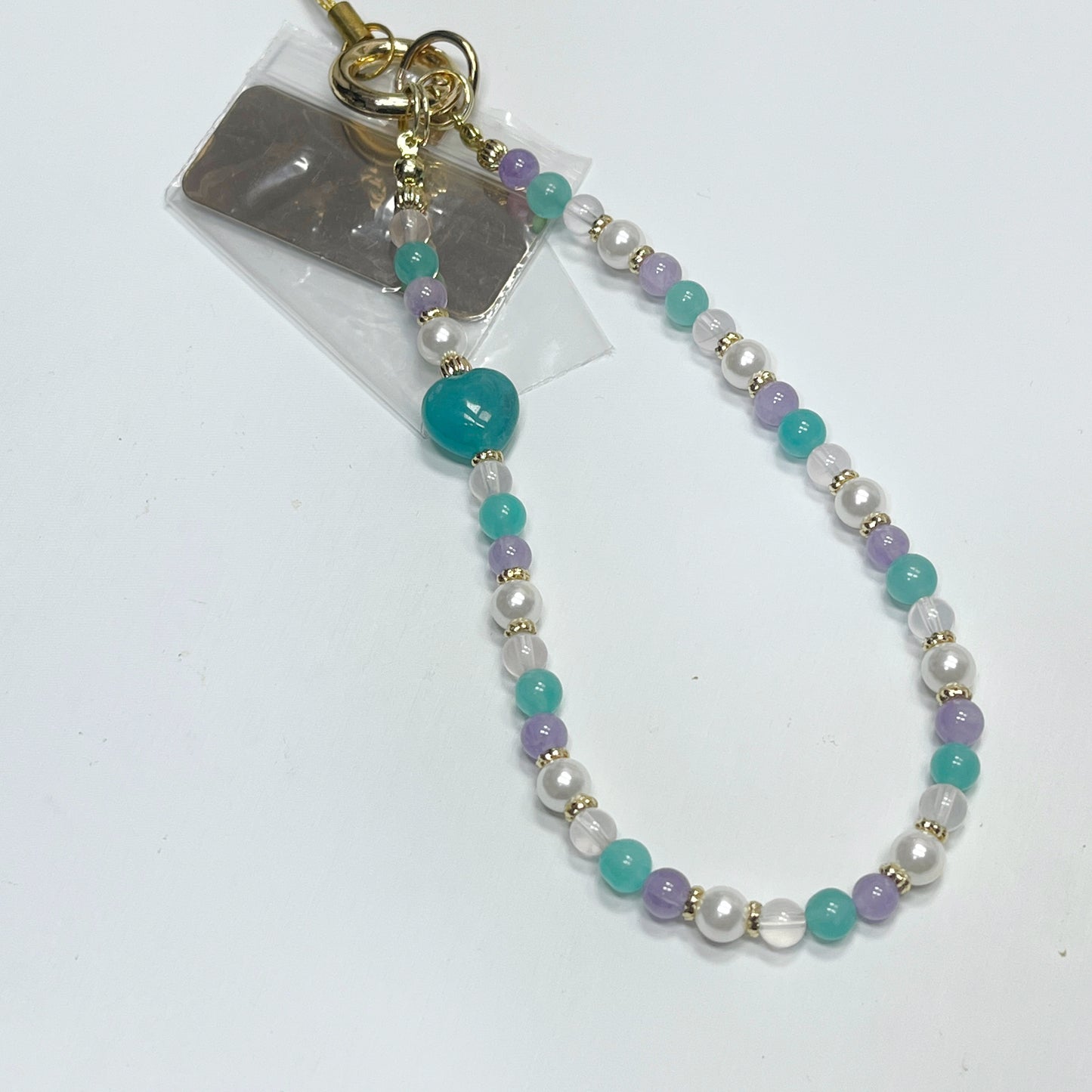 Amazonite | Lavender Amethyst | Rose Quartz | Mother Of Pearl -- Phone Strap Bag Charm 14K Gold