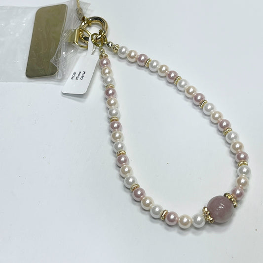 Mother Of Pearl | Pink Mica -- Phone Strap Bag Charm 14K Gold