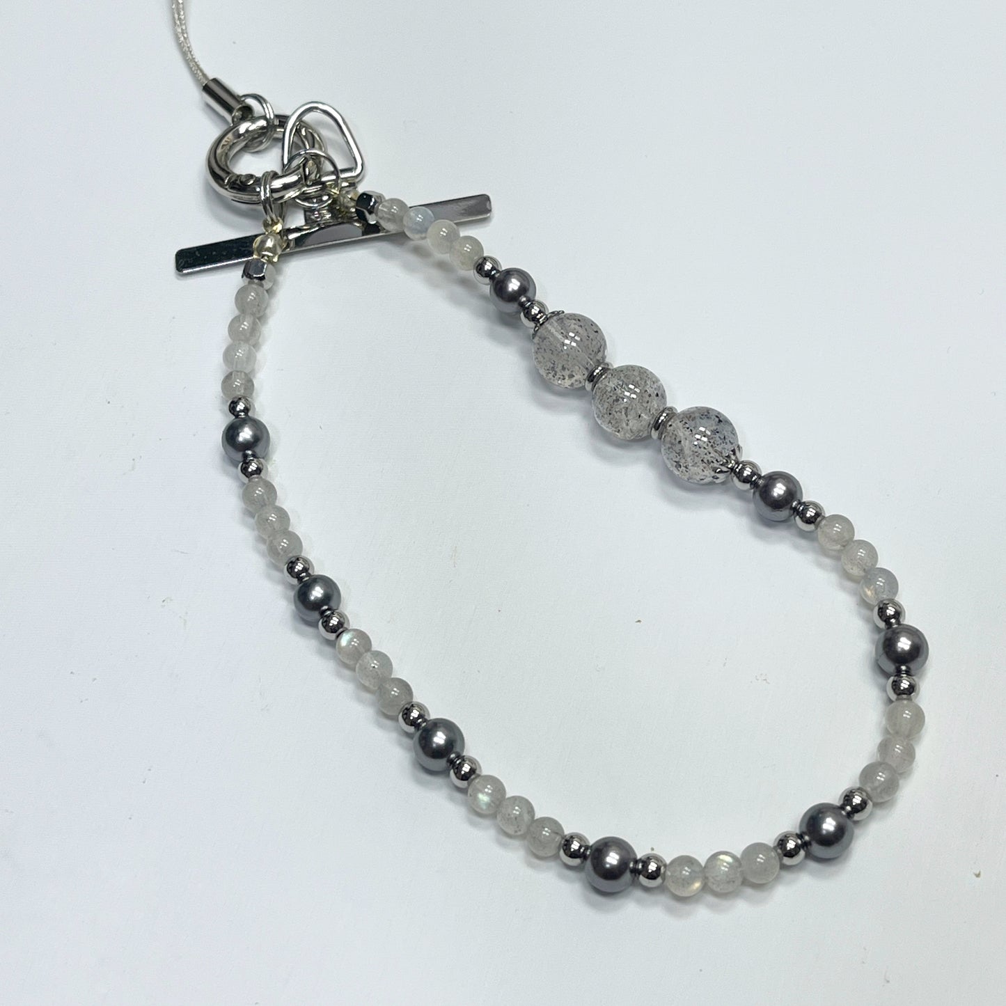 Labradorite | Mica | Mother Of Pearl -- Phone Strap Bag Charm 14K Silver