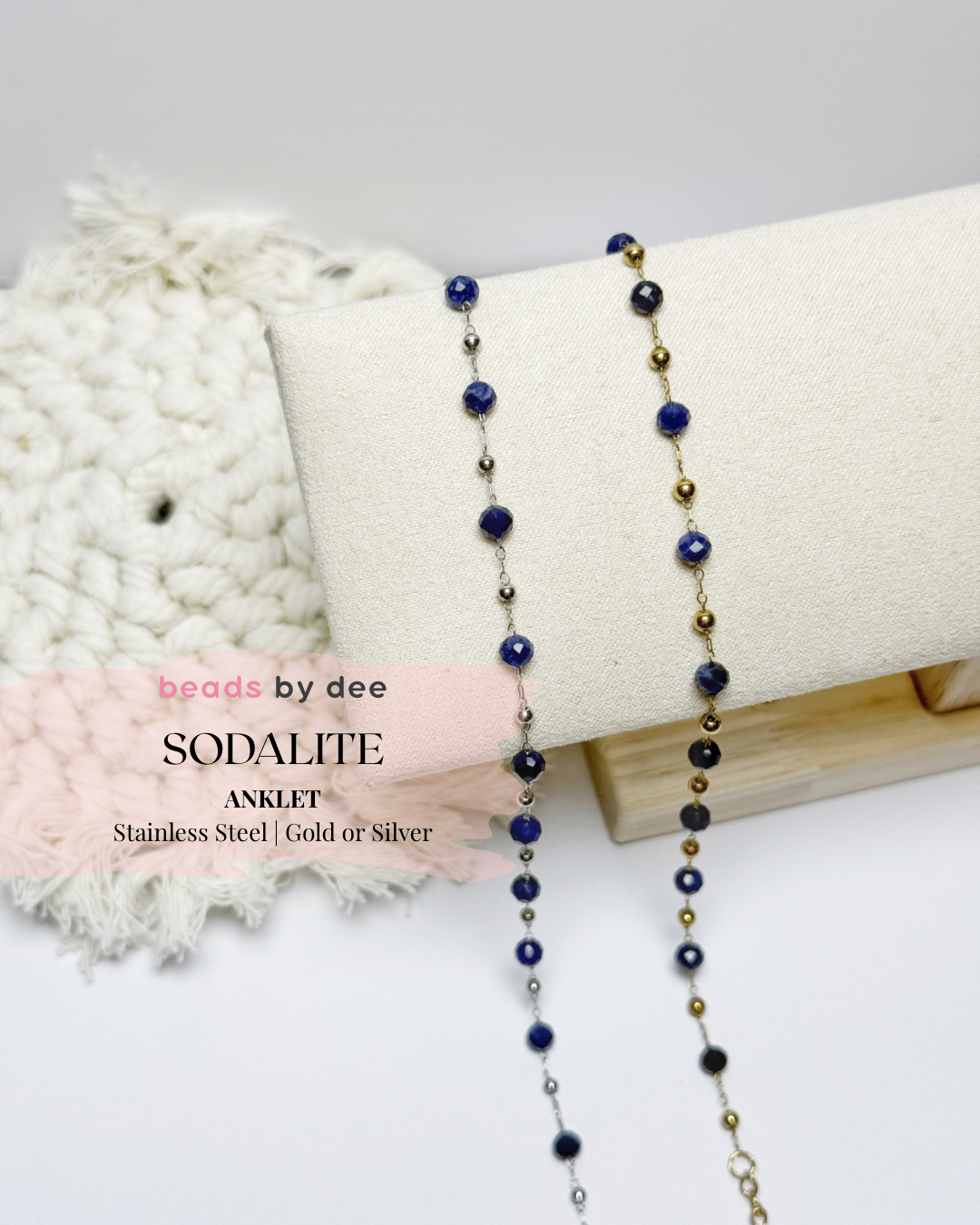 (PRE-ORDER) Faceted Crystal Stainless Steel Anklet