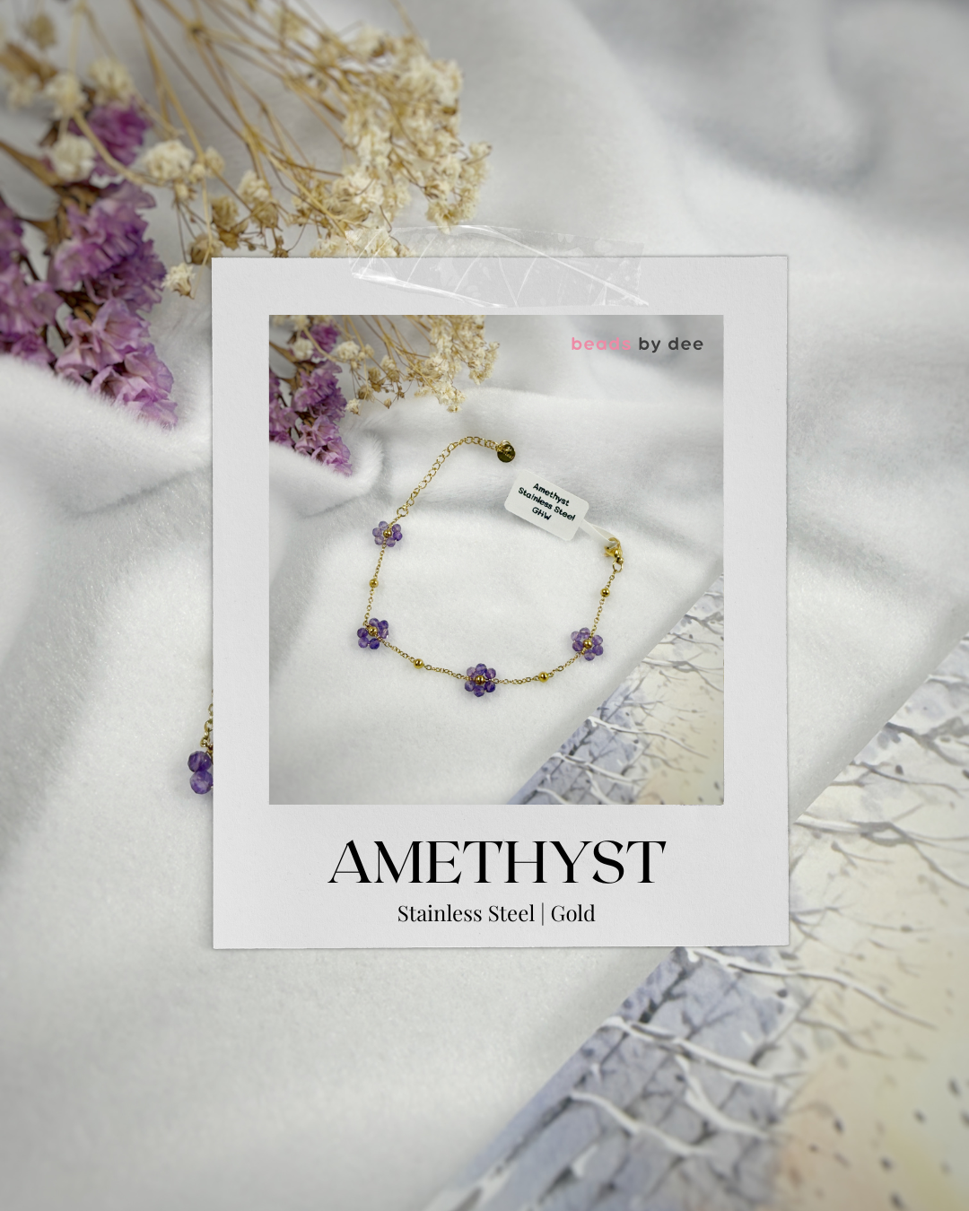 (PRE-ORDER) Flower Crystal Stainless Steel Bracelets