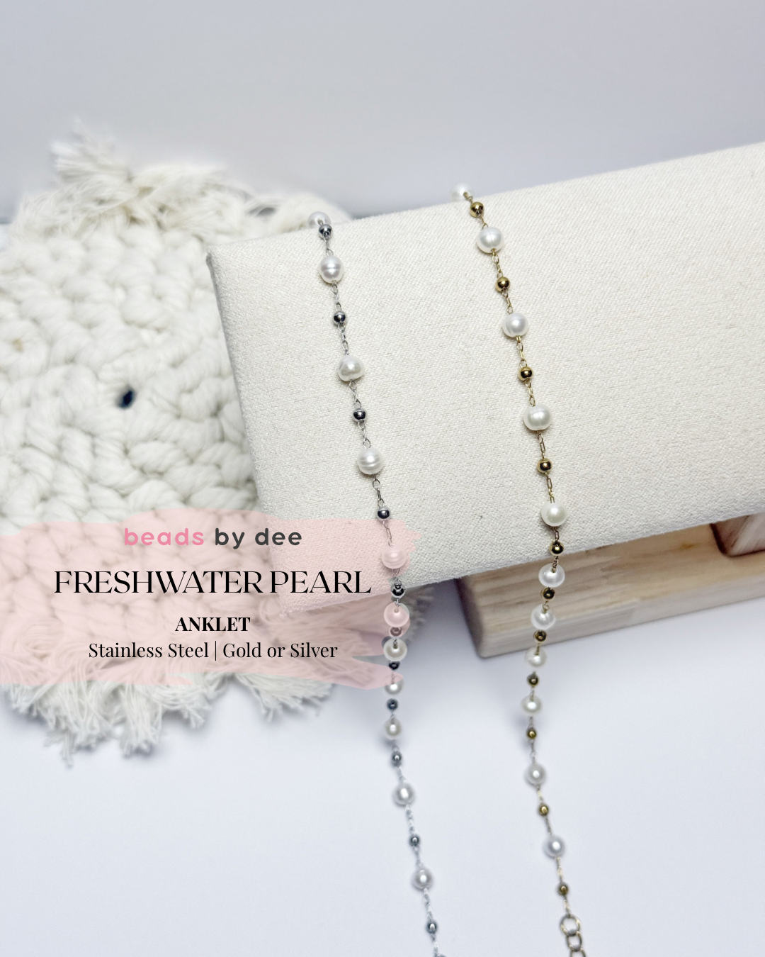 (PRE-ORDER) Faceted Crystal Stainless Steel Anklet