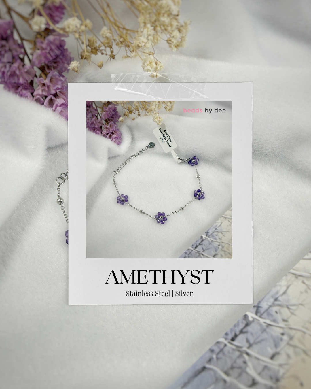 (PRE-ORDER) Flower Crystal Stainless Steel Bracelets