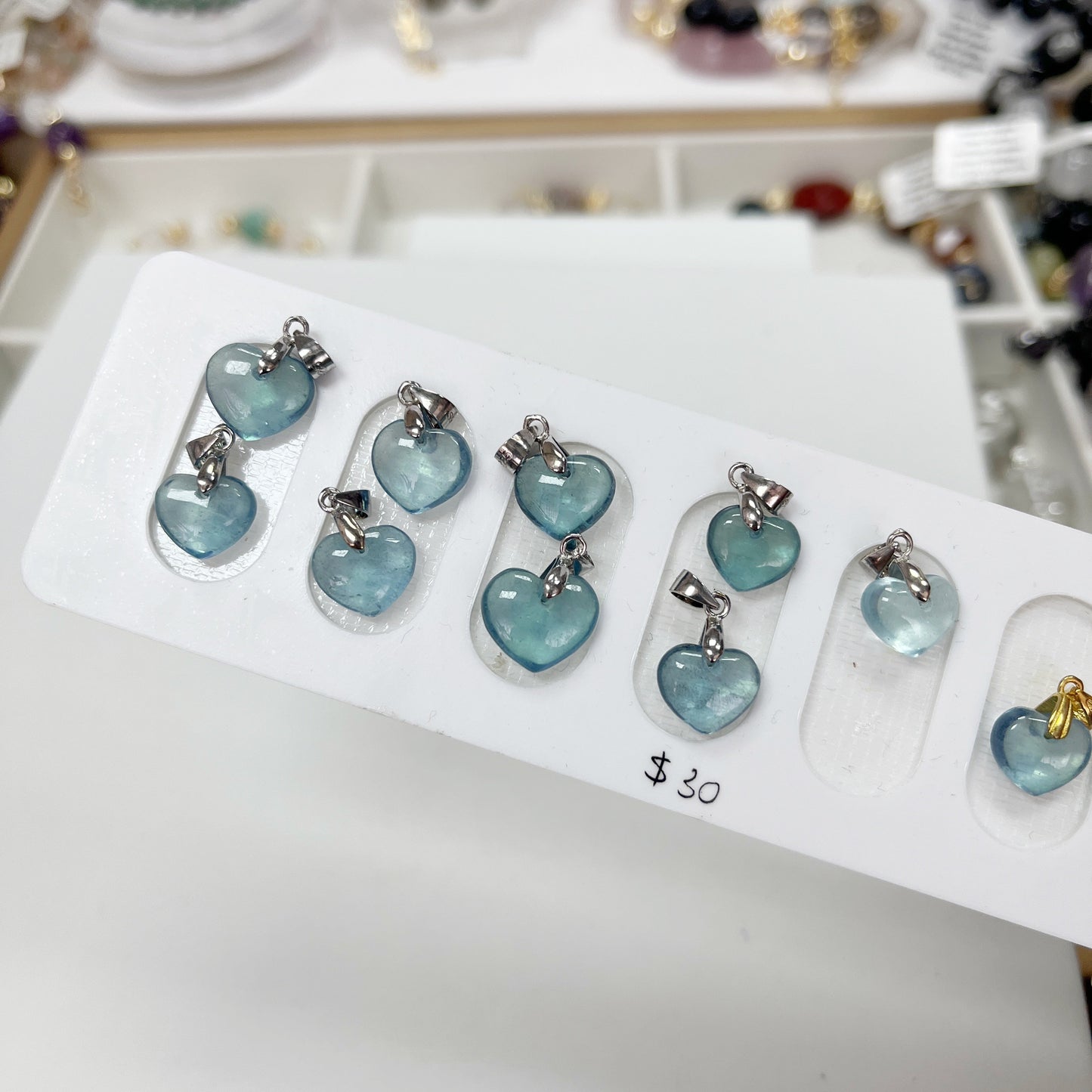 Aquamarine Heart Pendant with Chain Necklace