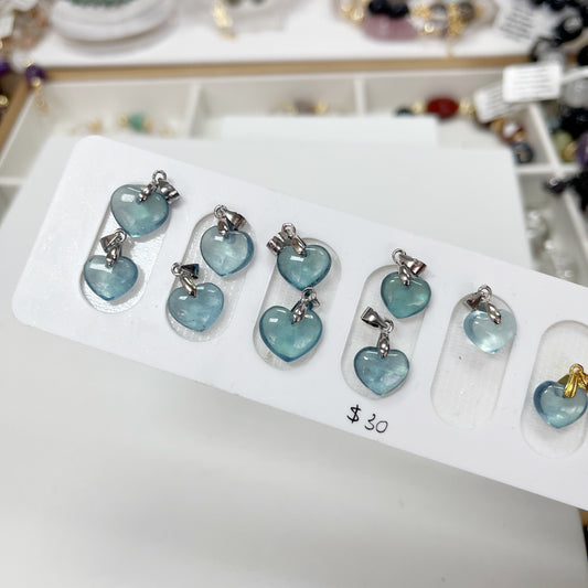 Aquamarine Heart Pendant with Chain Necklace