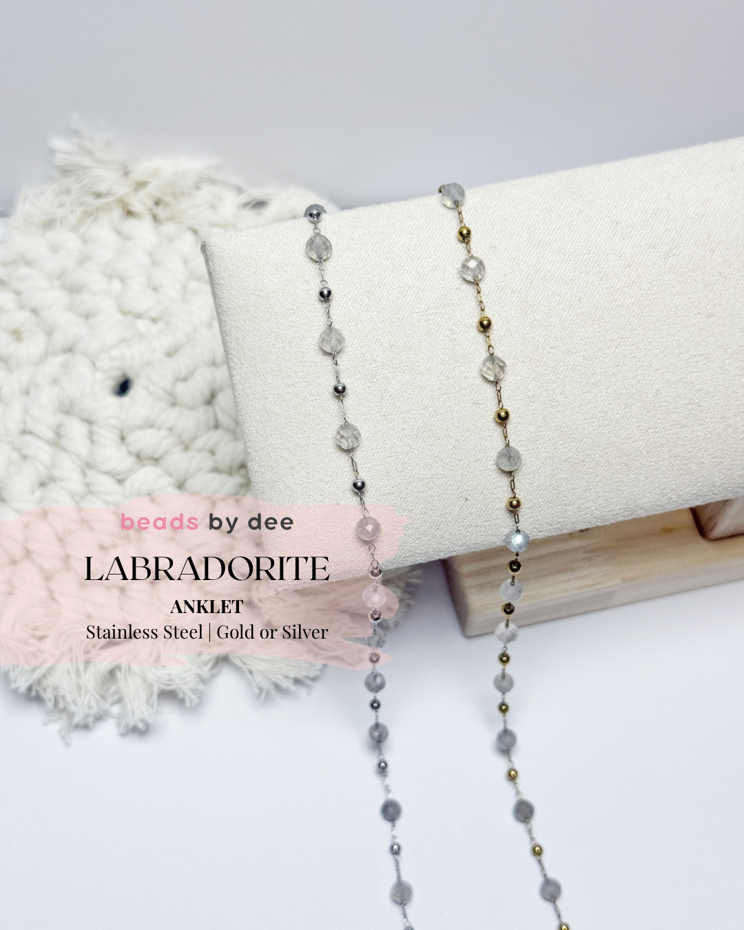 (PRE-ORDER) Faceted Crystal Stainless Steel Anklet