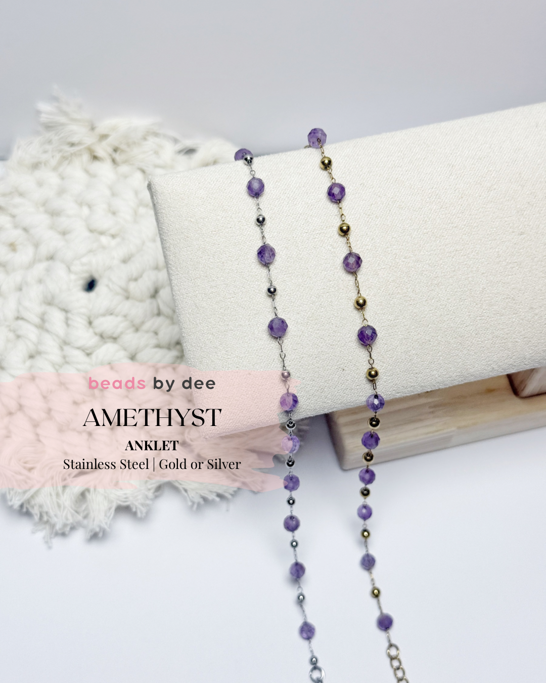 (PRE-ORDER) Faceted Crystal Stainless Steel Anklet