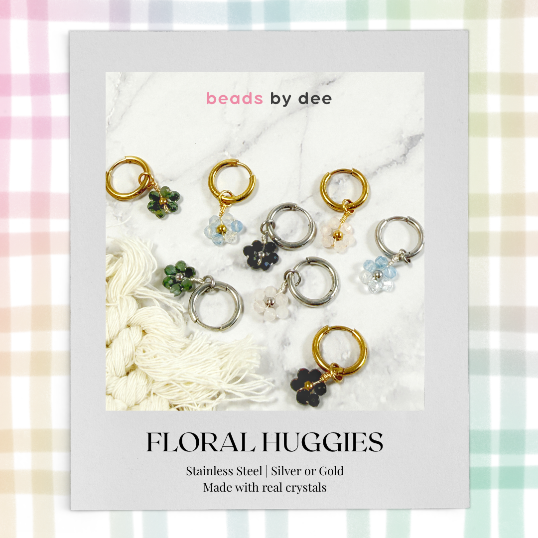 (PRE-ORDER) Flower Crystal Stainless Steel Huggies