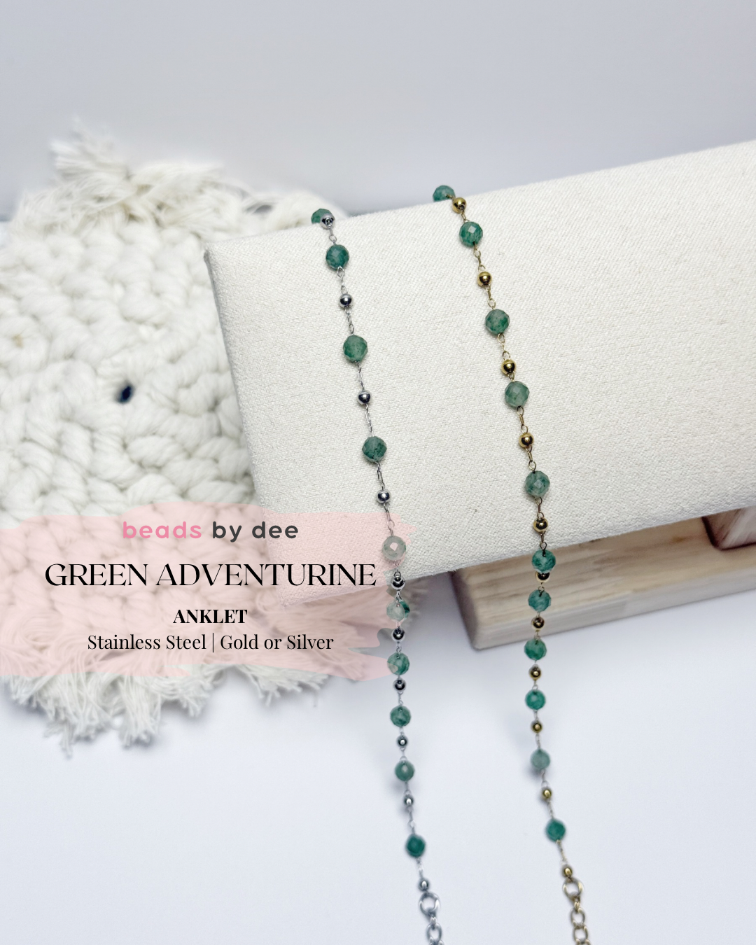 (PRE-ORDER) Faceted Crystal Stainless Steel Anklet