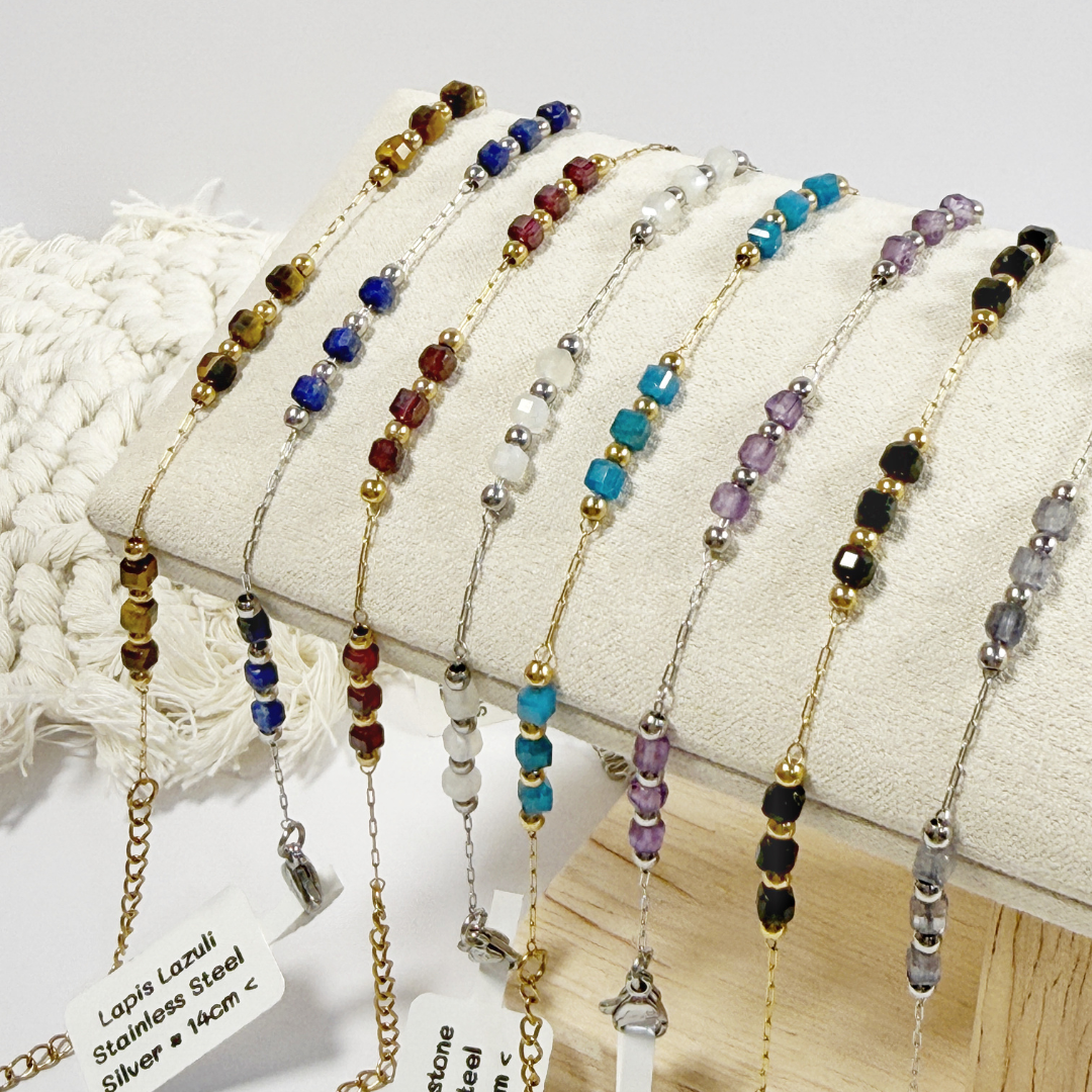 (PRE-ORDER) Faceted Crystal Stainless Steel Bracelets