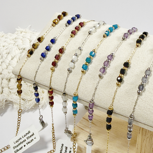 (PRE-ORDER) Faceted Crystal Stainless Steel Bracelets