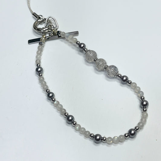 Labradorite | Mica | Mother Of Pearl -- Phone Strap Bag Charm 14K Silver