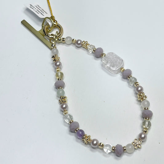 Clear Quartz | Chalcedony | Agate | Amethyst | Mother Of Pearl -- Phone Strap Bag Charm 14K Gold